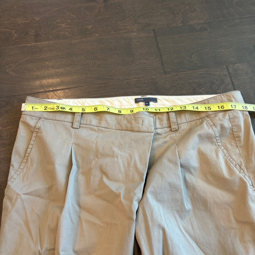 Vince Khaki Tan Pleated Cotton Blend Chino Trousers Pants Size 10 Made in USA - Picture 2 of 9
